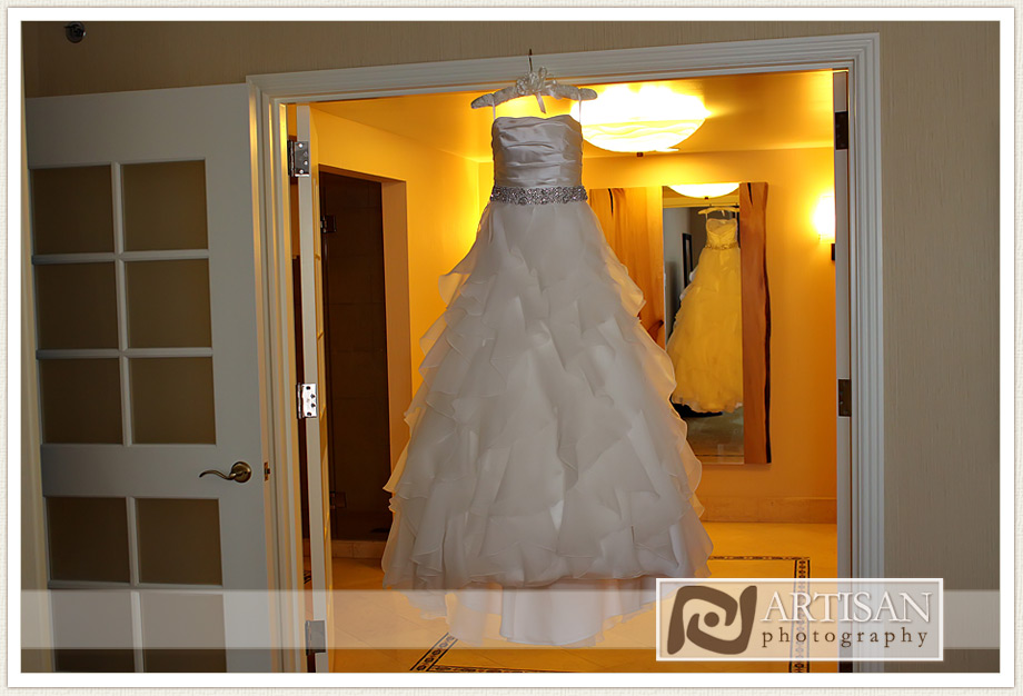 getting ready photo at the JW Marriott Desert Ridge - wedding dress hanging