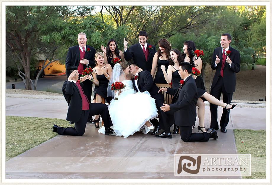 fun bridal party shot at JW Marriott Desert Ridge in Scottsdale