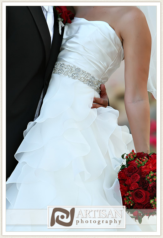 bride and groom kissing